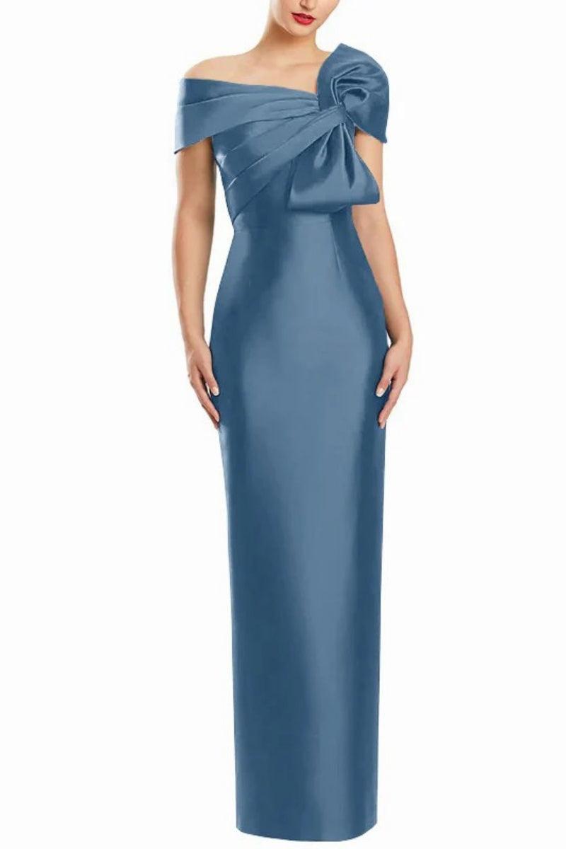 Sheath One Shoulder Floor Length Mother Dresses with Bow CM0368 - COCOMELODY