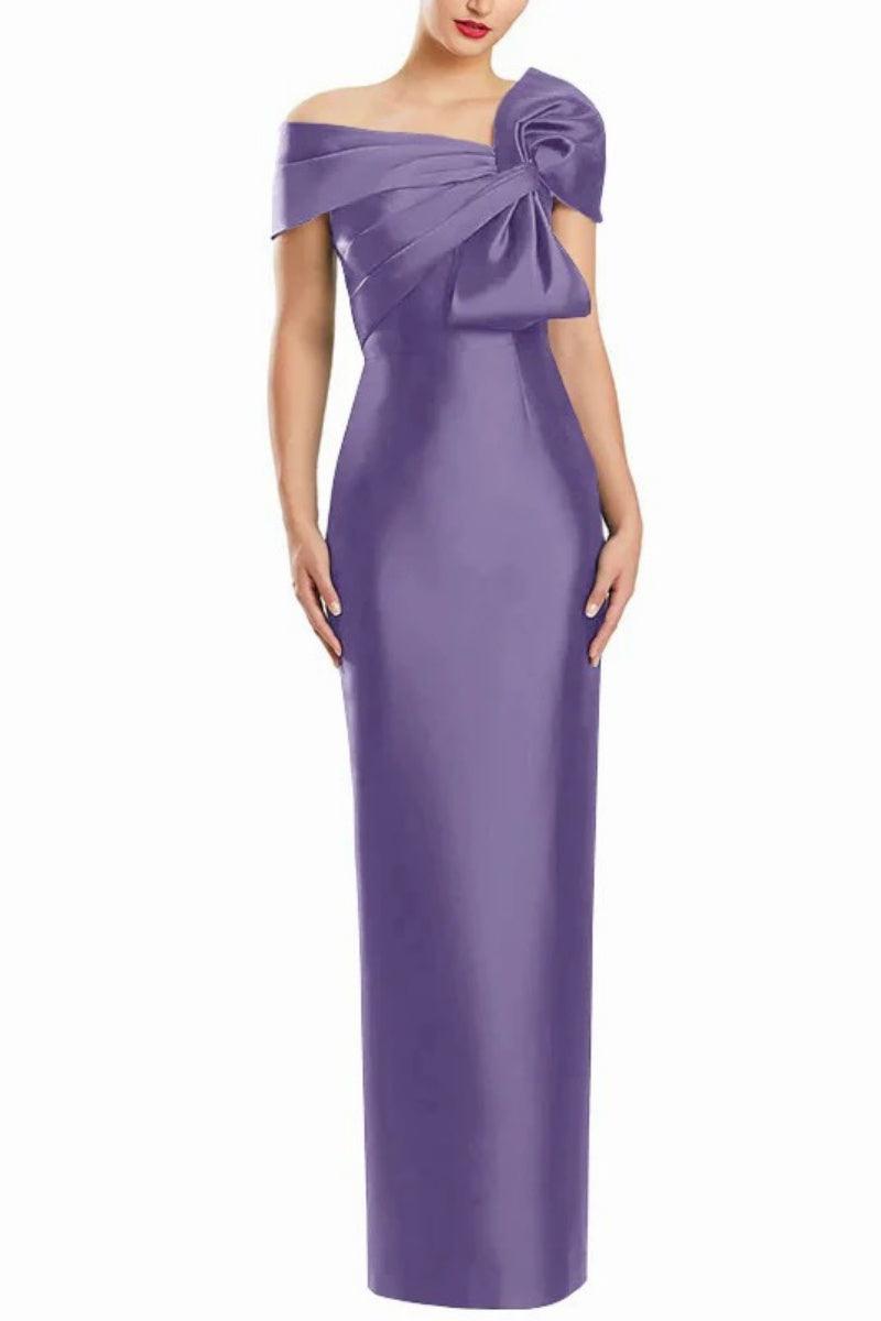 Sheath One Shoulder Floor Length Mother Dresses with Bow CM0368 - COCOMELODY