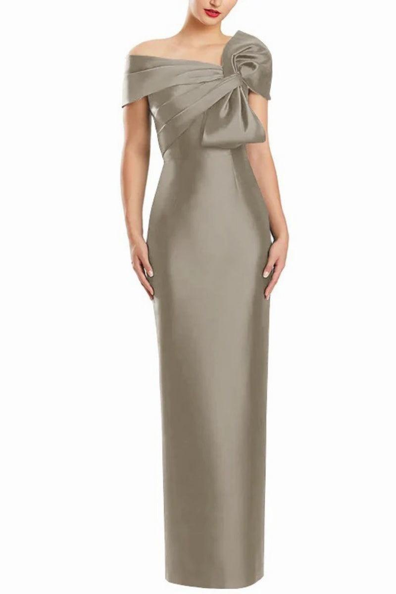 Sheath One Shoulder Floor Length Mother Dresses with Bow CM0368 - COCOMELODY