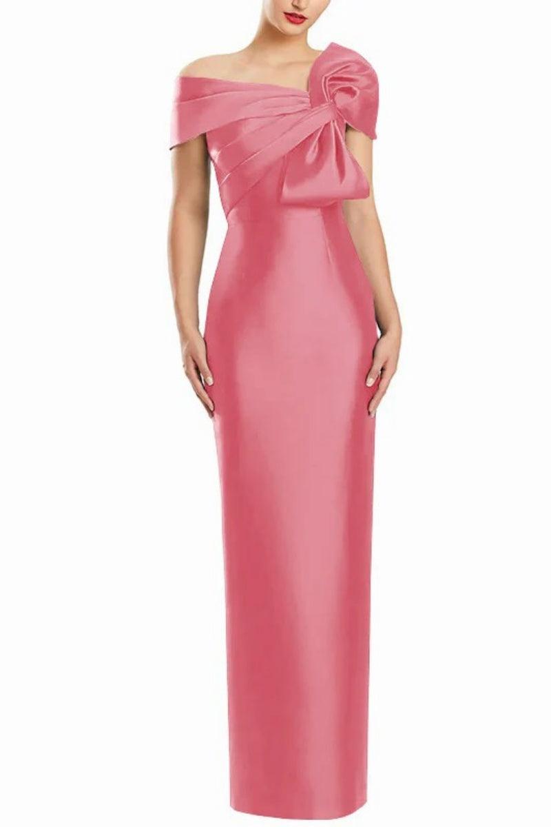 Sheath One Shoulder Floor Length Mother Dresses with Bow CM0368 - COCOMELODY