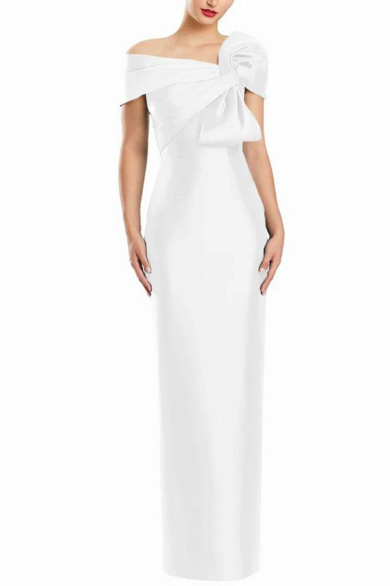Sheath One Shoulder Floor Length Mother Dresses with Bow CM0368 - COCOMELODY