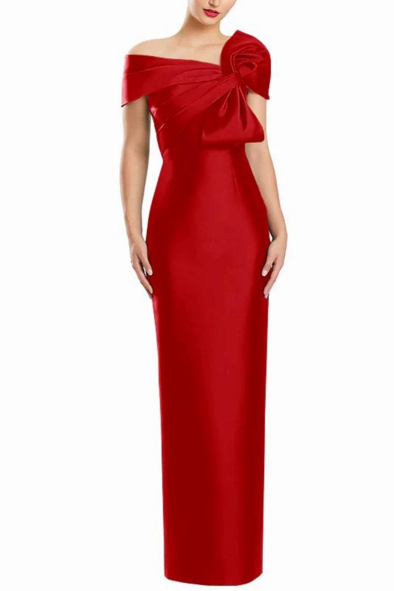 Sheath One Shoulder Floor Length Mother Dresses with Bow CM0368 - COCOMELODY