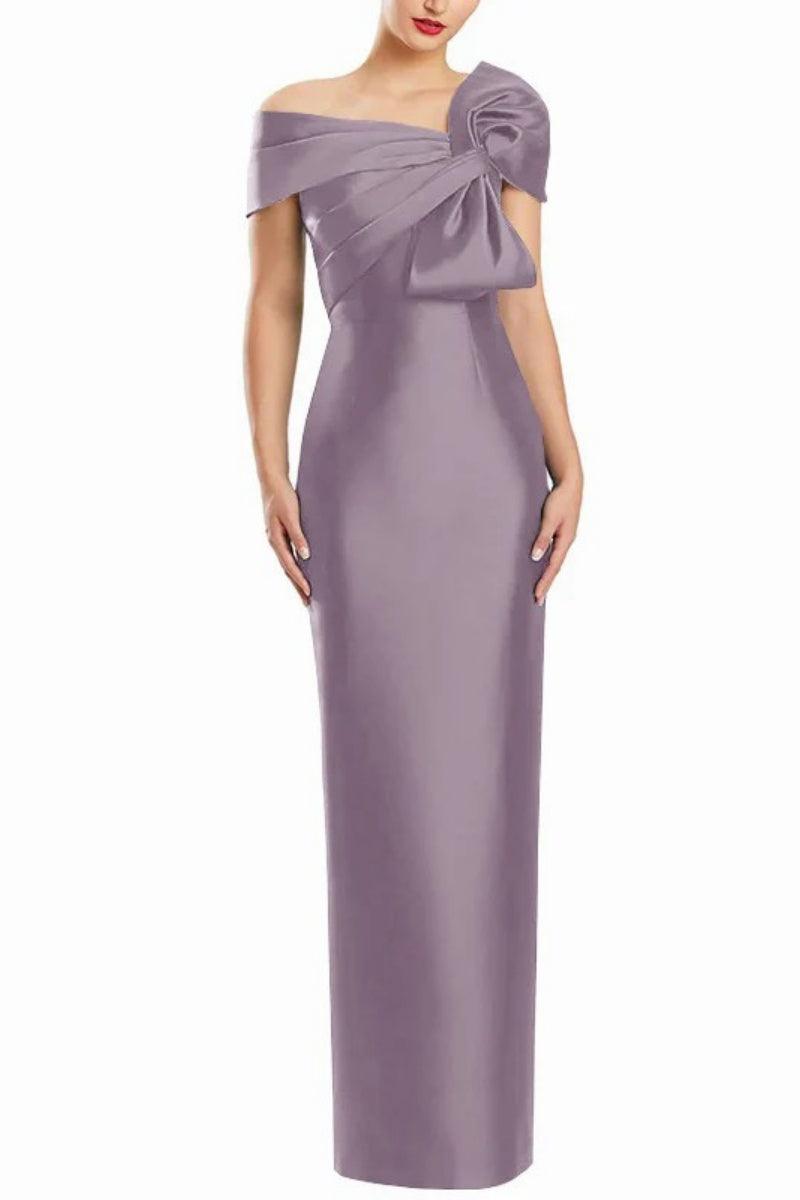 Sheath One Shoulder Floor Length Mother Dresses with Bow CM0368 - COCOMELODY