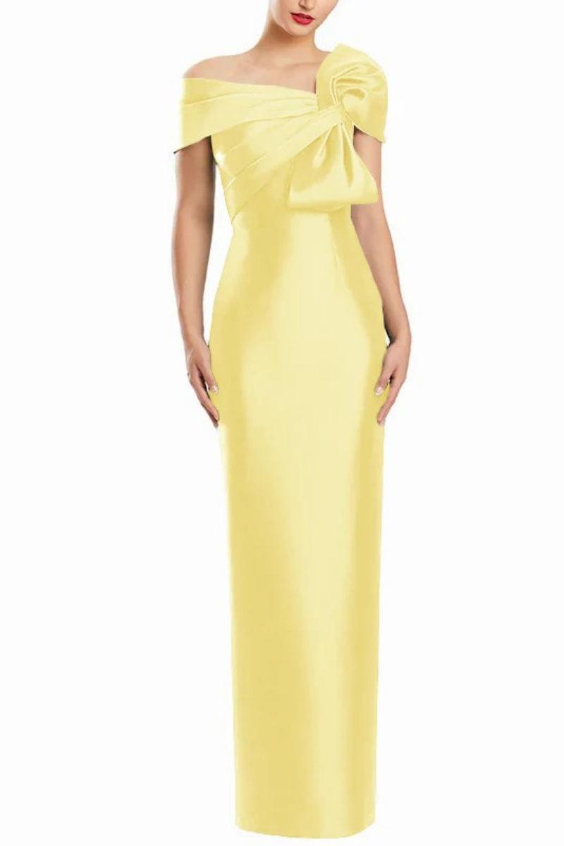 Sheath One Shoulder Floor Length Mother Dresses with Bow CM0368 - COCOMELODY