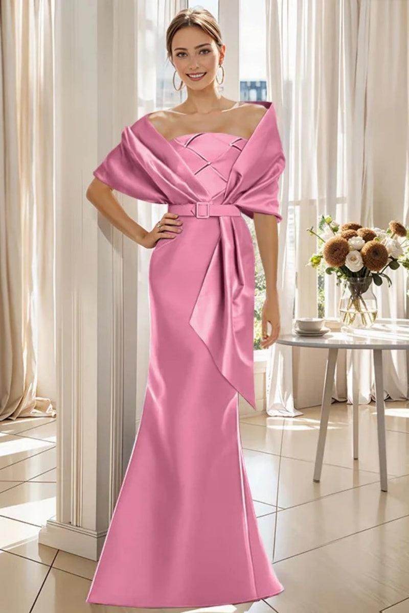 pink satin mother of the bride dresses Elegant Pink Mother Of The Bride Dresses With 3D Floral Appliques Custom Made