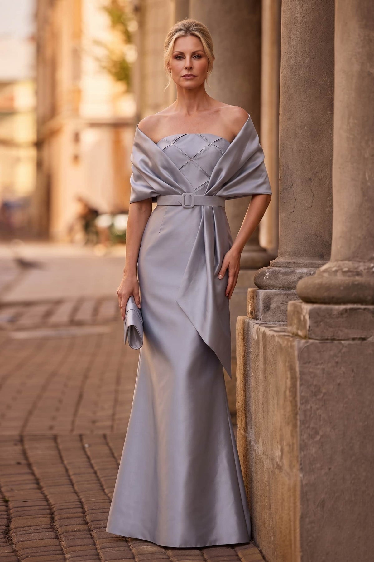 silver long dresses for mother of the bride Satin Dress with Wrap Belt Strapless Mermaid Floor Length Gown COCOMELODY CM0370, M-Light Blue 20007 Category Size:Custom Only what not to wear: gold sparkle mini dress