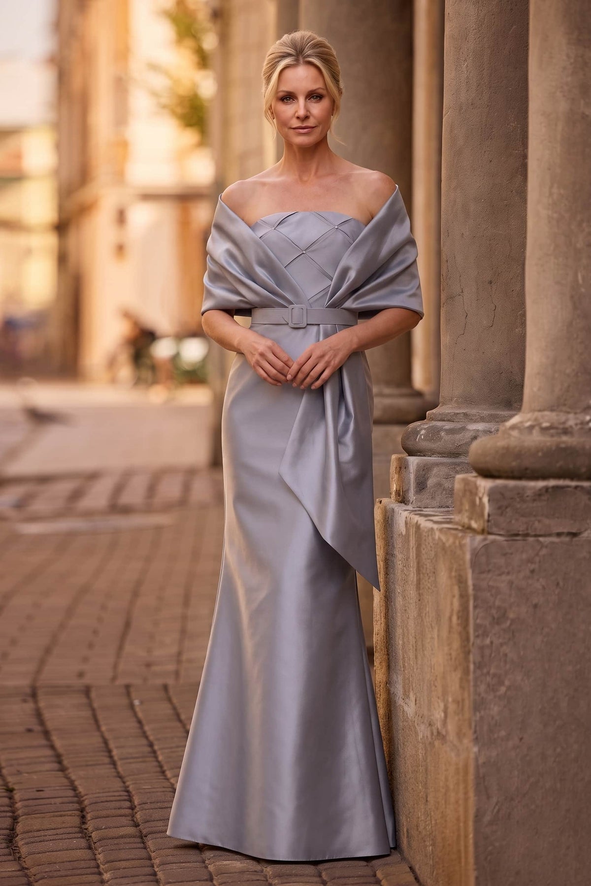 Trumpet 2 Pieces Floor Length Mother of the Bride Dresses CM0370 - M-Gray - COCOMELODY