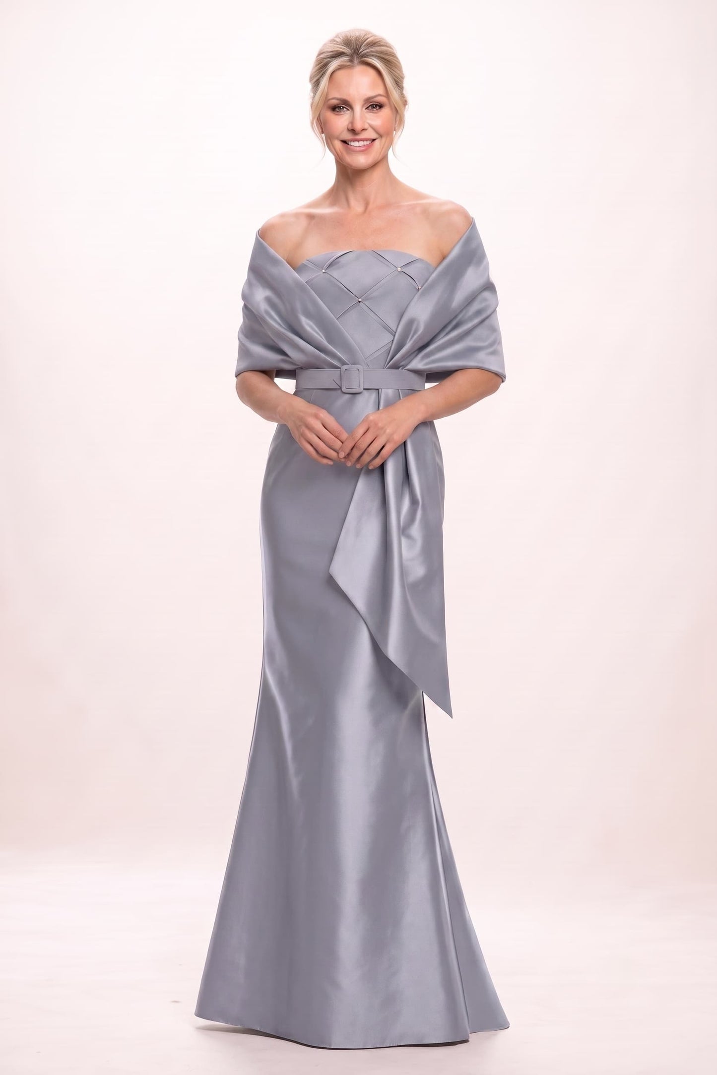 Trumpet 2 Pieces Floor Length Mother of the Bride Dresses CM0370 - M-Gray - COCOMELODY