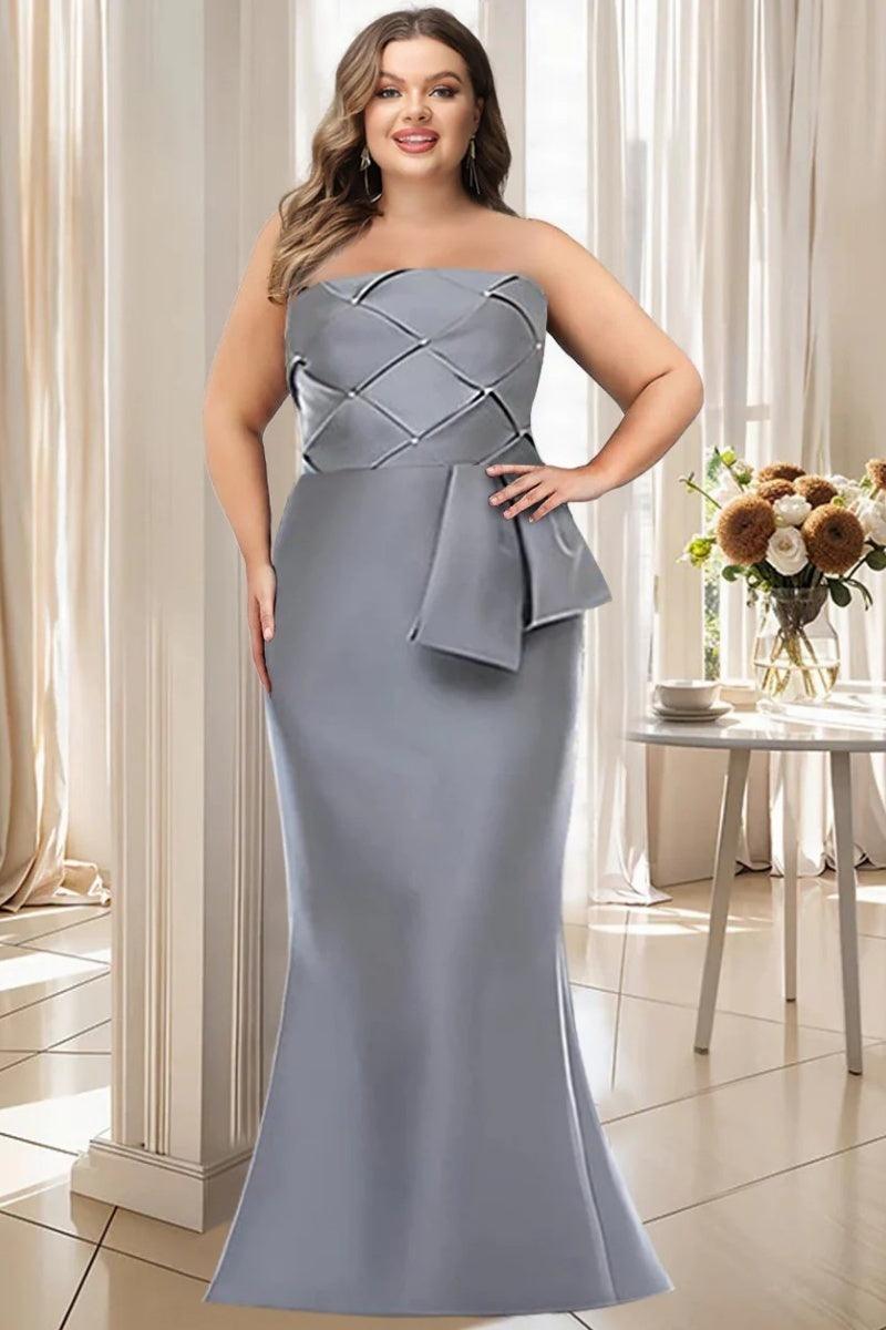 Mermaid Strapless Sleeveless Floor Length Mother Dresses CM0371 - COCOMELODY