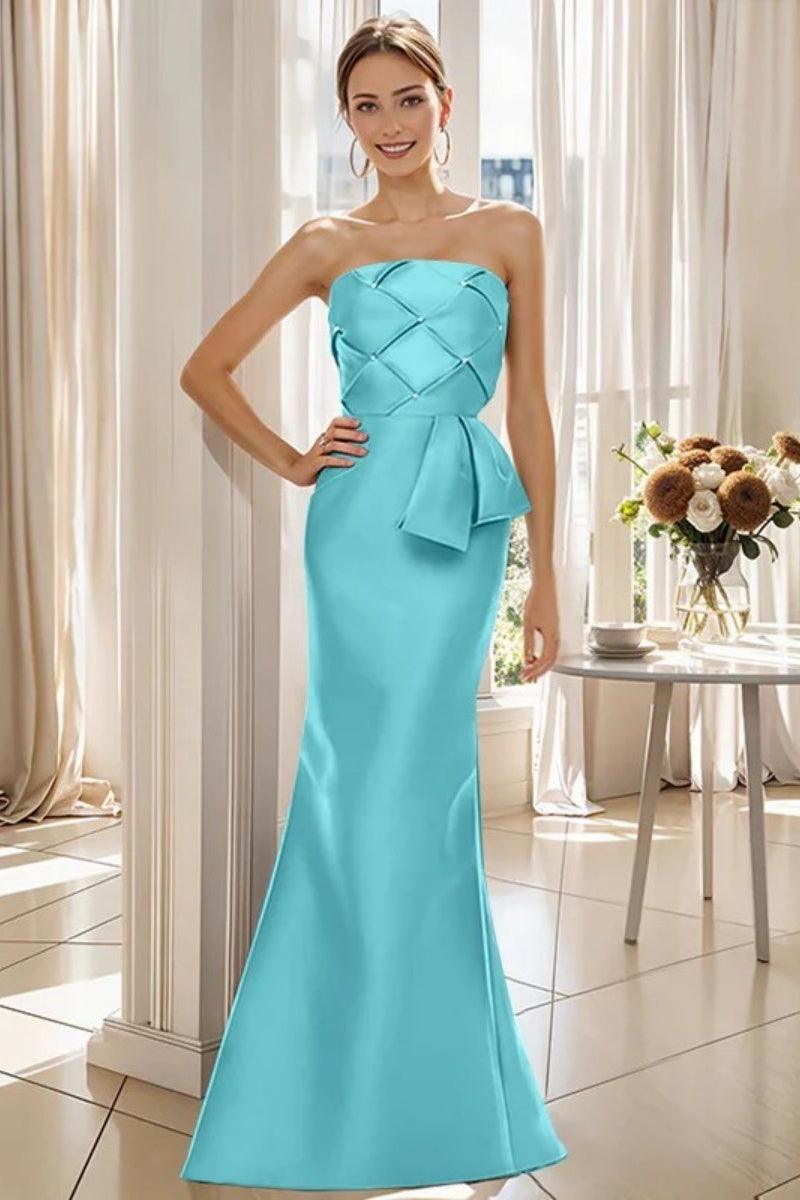 Mermaid Strapless Sleeveless Floor Length Mother Dresses CM0371 - COCOMELODY