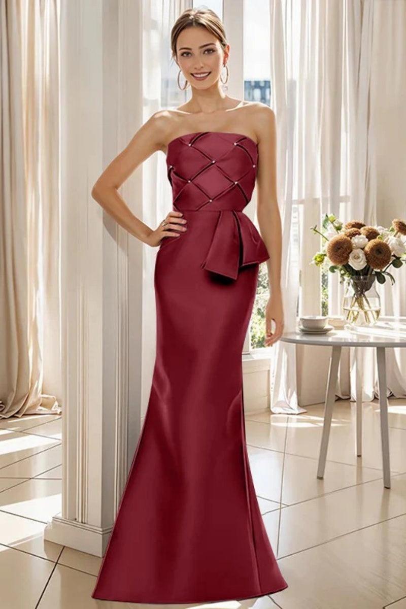 Mermaid Strapless Sleeveless Floor Length Mother Dresses CM0371 - COCOMELODY