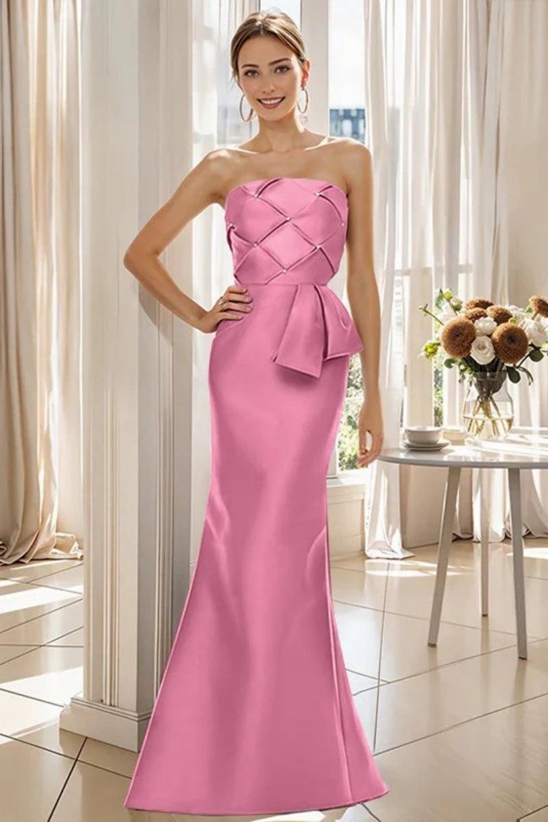 Mermaid Strapless Sleeveless Floor Length Mother Dresses CM0371 - COCOMELODY