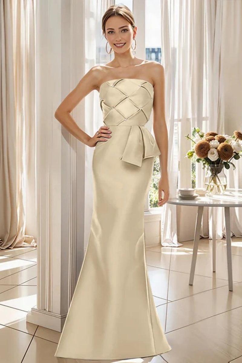 Mermaid Strapless Sleeveless Floor Length Mother Dresses CM0371 - COCOMELODY