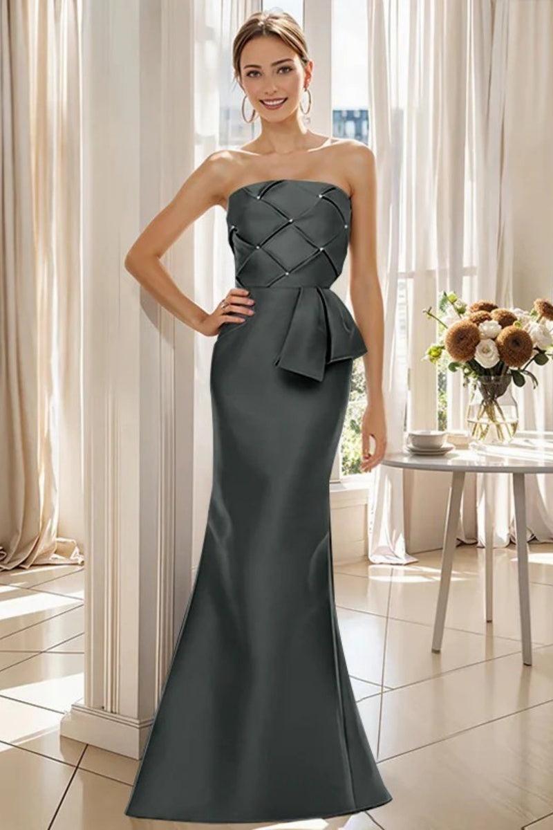 Mermaid Strapless Sleeveless Floor Length Mother Dresses CM0371 - COCOMELODY