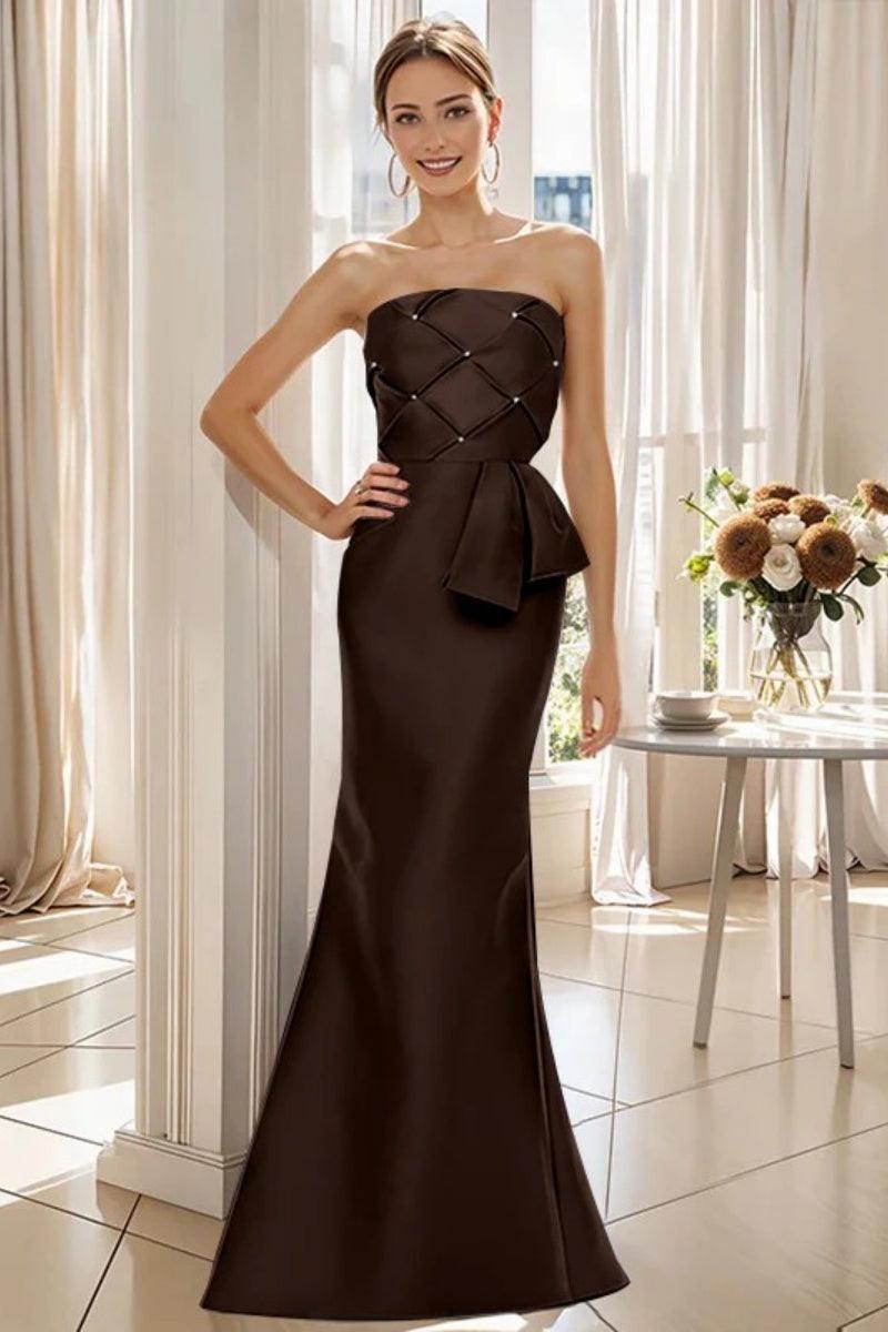 Mermaid Strapless Sleeveless Floor Length Mother Dresses CM0371 - COCOMELODY