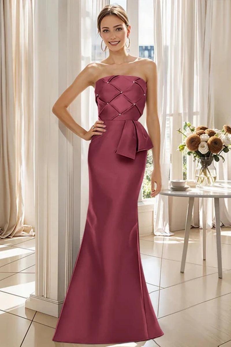 Mermaid Strapless Sleeveless Floor Length Mother Dresses CM0371 - COCOMELODY