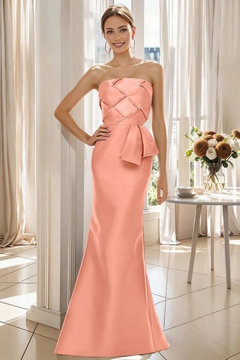 Mermaid Strapless Sleeveless Floor Length Mother Dresses CM0371 - COCOMELODY