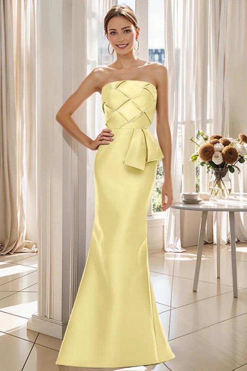 Mermaid Strapless Sleeveless Floor Length Mother Dresses CM0371 - COCOMELODY
