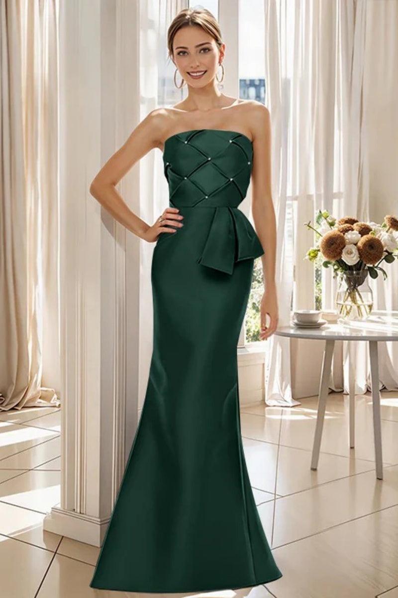 Mermaid Strapless Sleeveless Floor Length Mother Dresses CM0371 - COCOMELODY