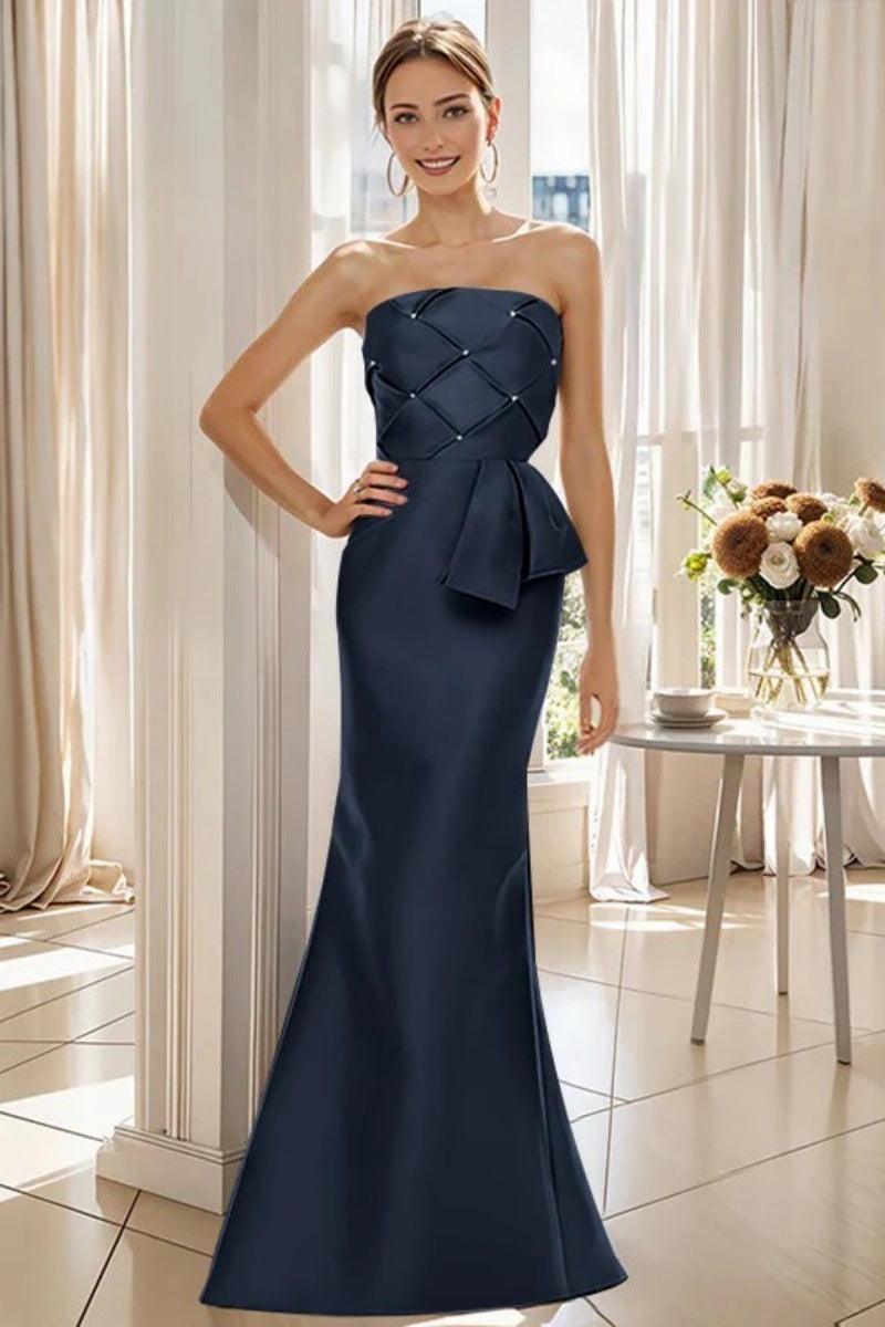 Mermaid Strapless Sleeveless Floor Length Mother Dresses CM0371 - COCOMELODY