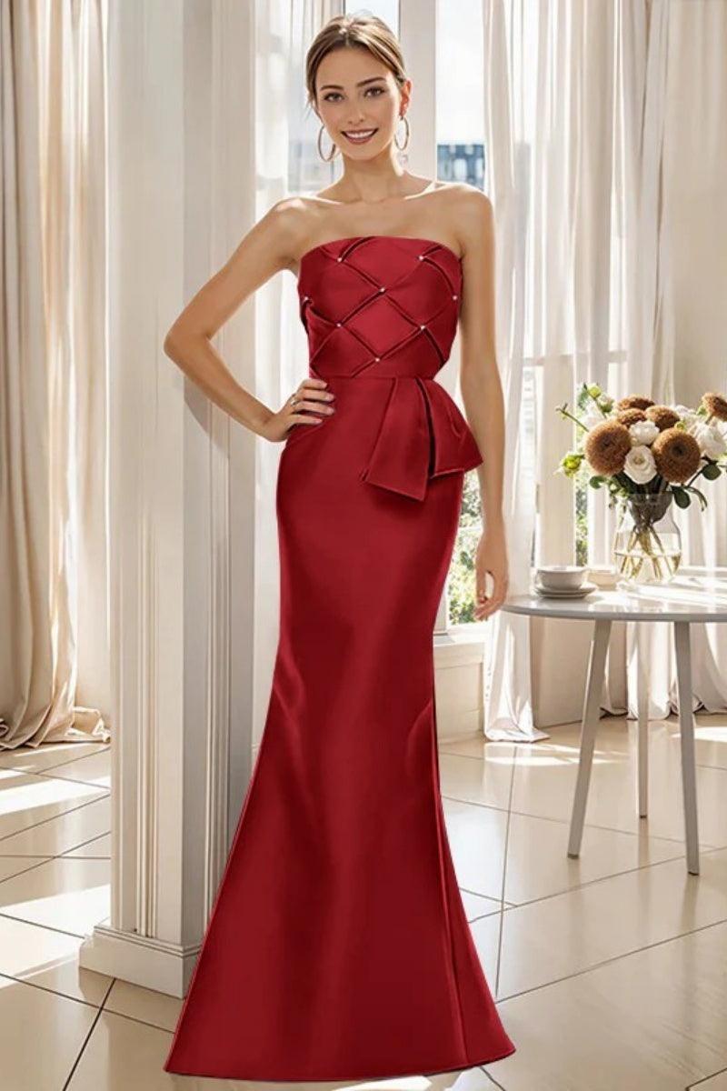 Mermaid Strapless Sleeveless Floor Length Mother Dresses CM0371 - COCOMELODY