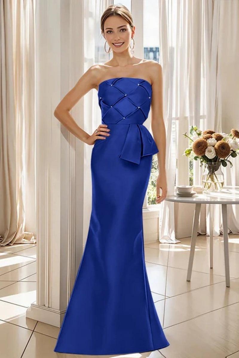Mermaid Strapless Sleeveless Floor Length Mother Dresses CM0371 - COCOMELODY