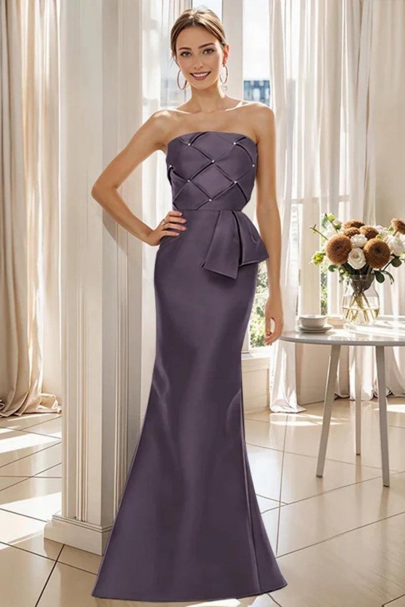 Mermaid Strapless Sleeveless Floor Length Mother Dresses CM0371 - COCOMELODY