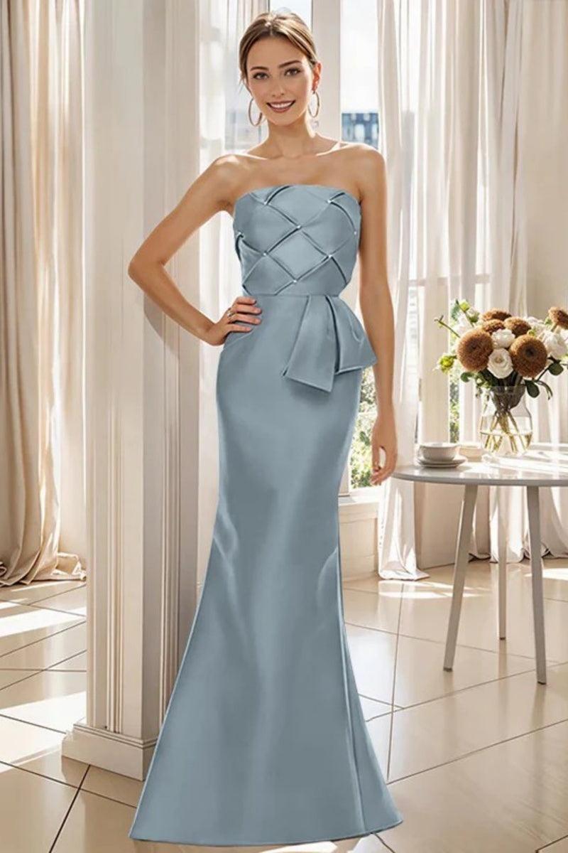 Mermaid Strapless Sleeveless Floor Length Mother Dresses CM0371 - COCOMELODY