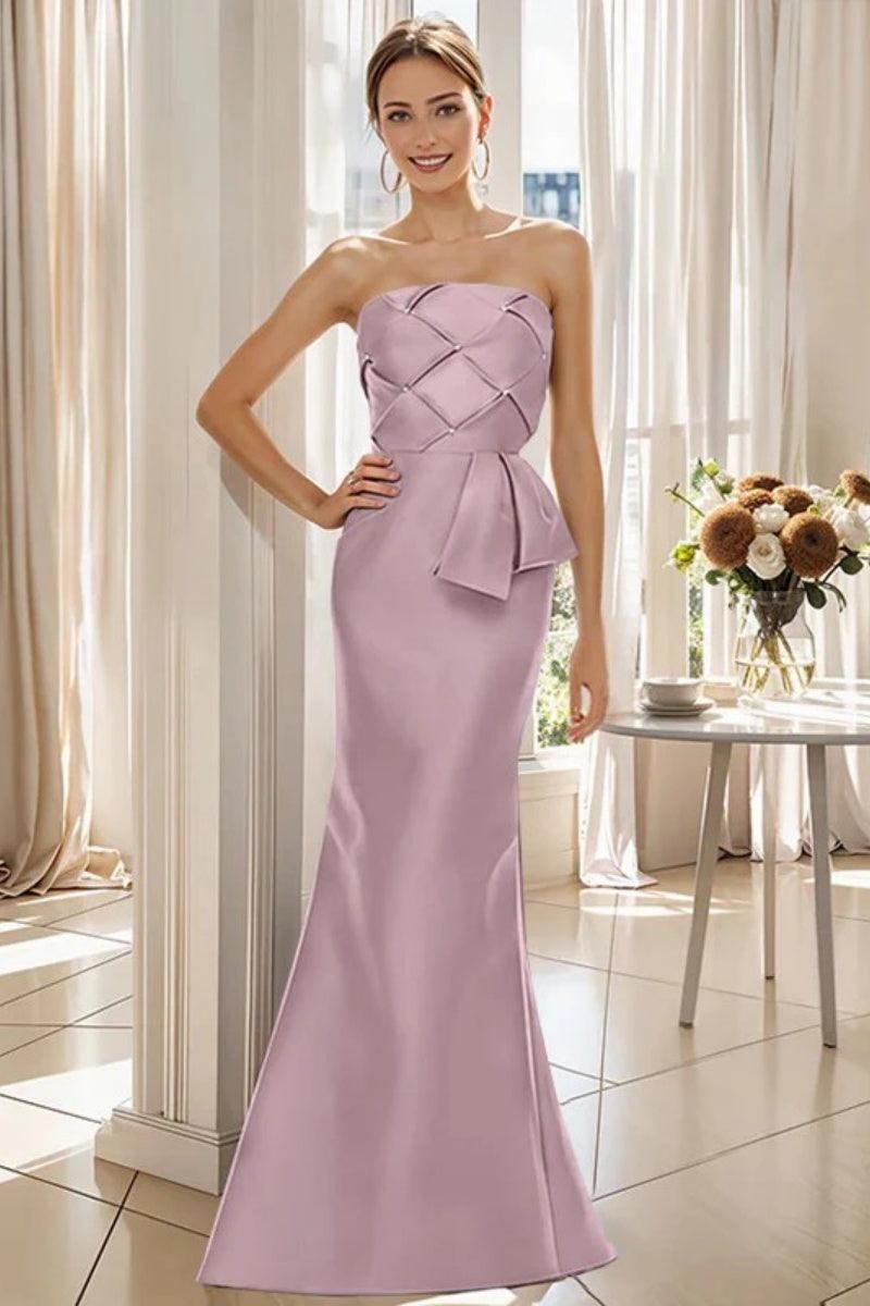 Mermaid Strapless Sleeveless Floor Length Mother Dresses CM0371 - COCOMELODY