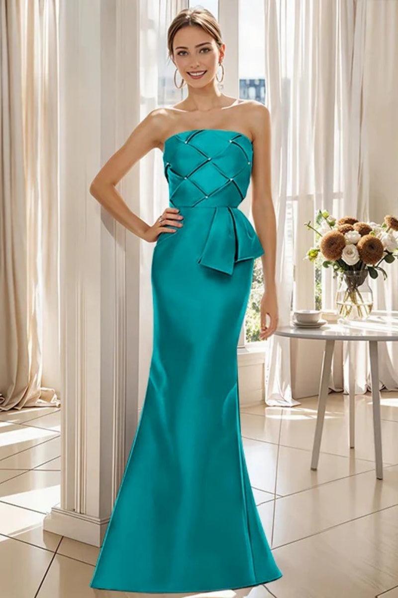 Mermaid Strapless Sleeveless Floor Length Mother Dresses CM0371 - COCOMELODY