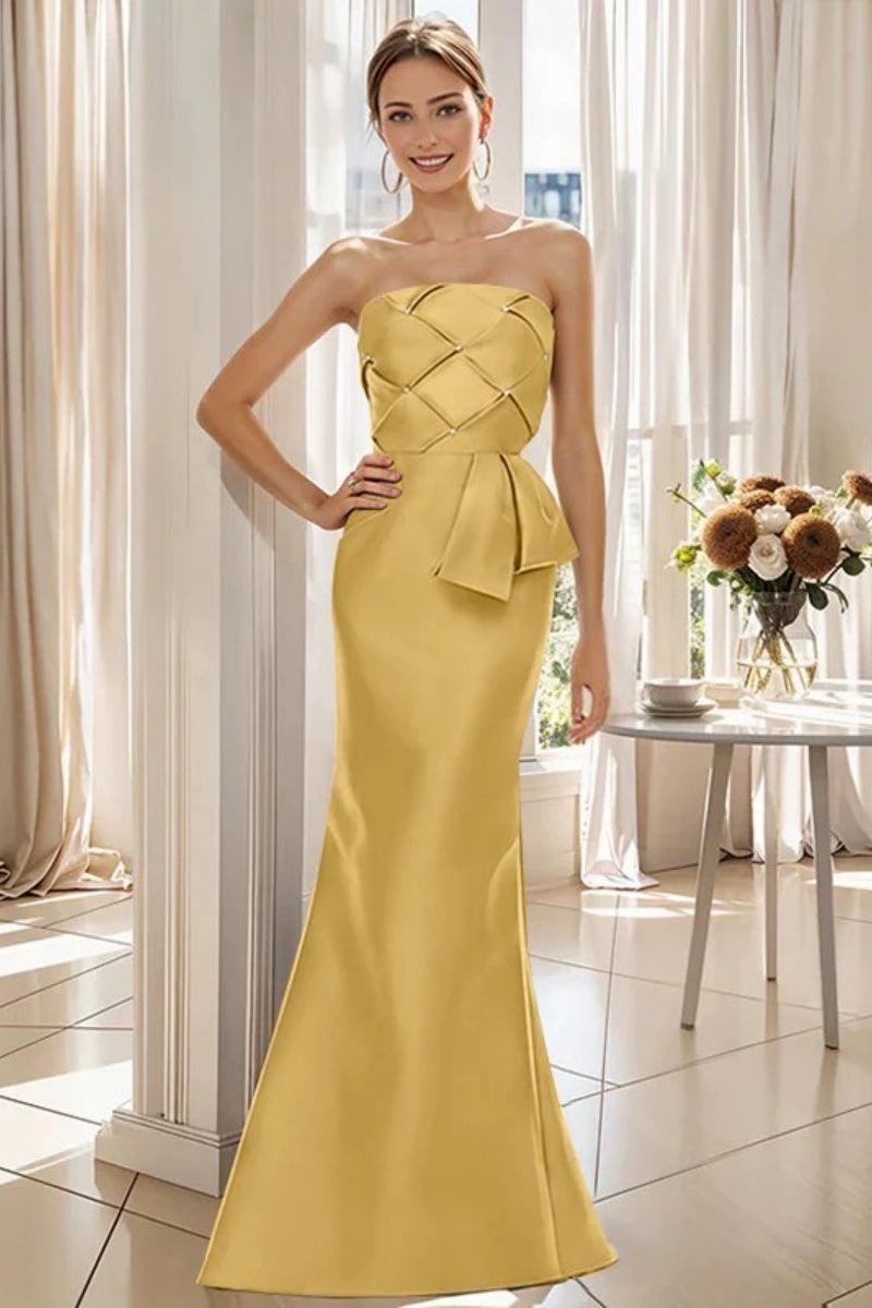 Mermaid Strapless Sleeveless Floor Length Mother Dresses CM0371 - COCOMELODY