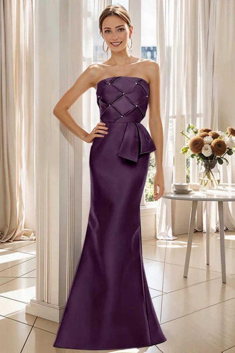 Mermaid Strapless Sleeveless Floor Length Mother Dresses CM0371 - COCOMELODY
