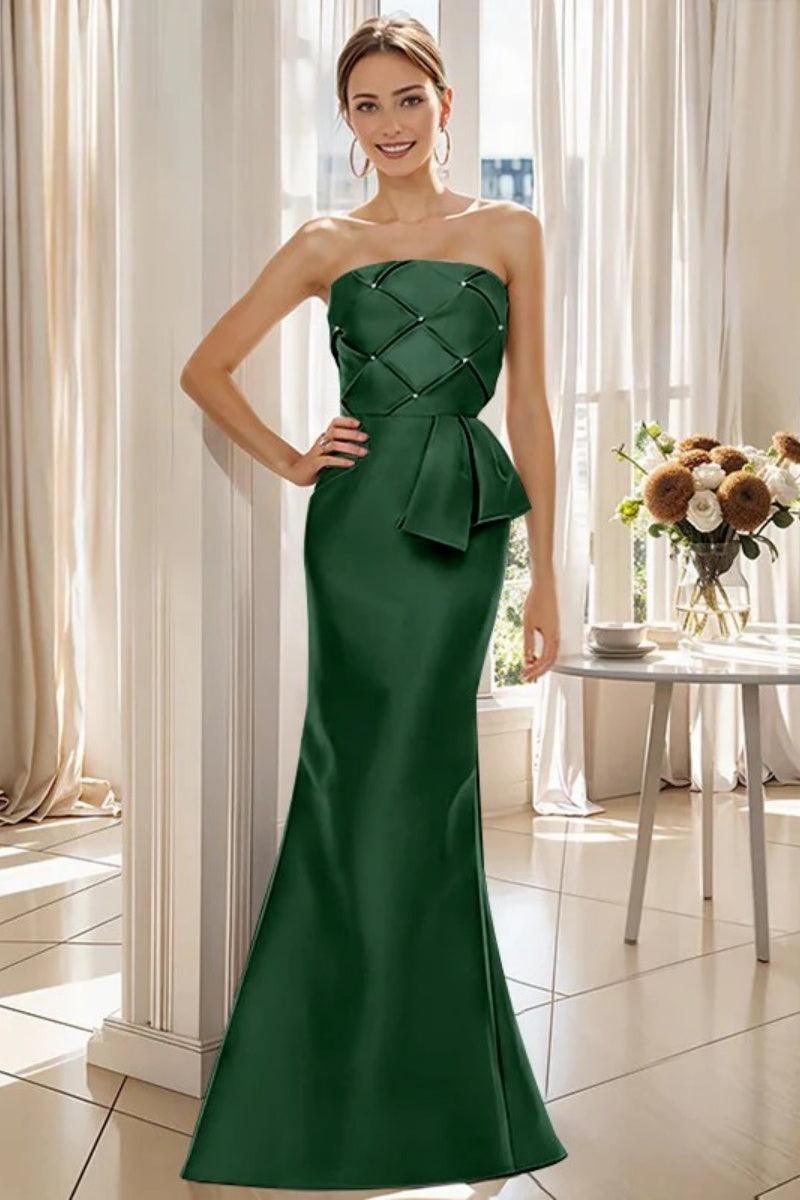 Mermaid Strapless Sleeveless Floor Length Mother Dresses CM0371 - COCOMELODY