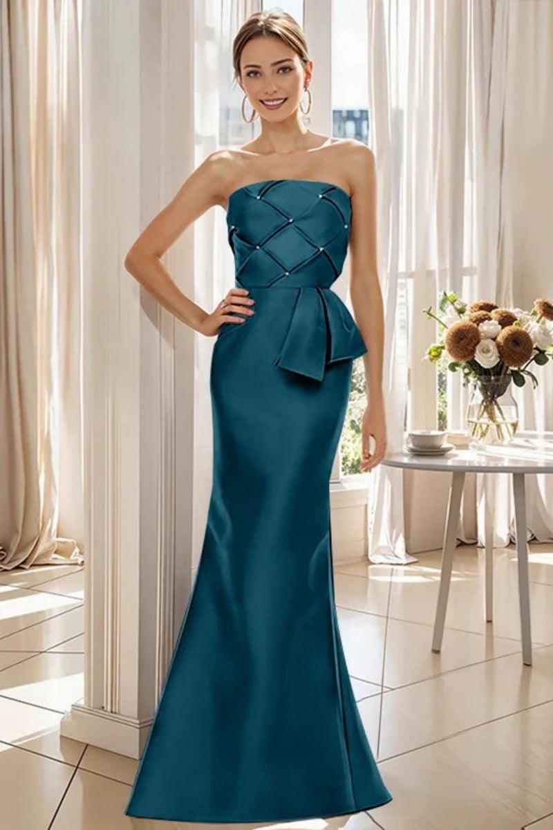 Mermaid Strapless Sleeveless Floor Length Mother Dresses CM0371 - COCOMELODY