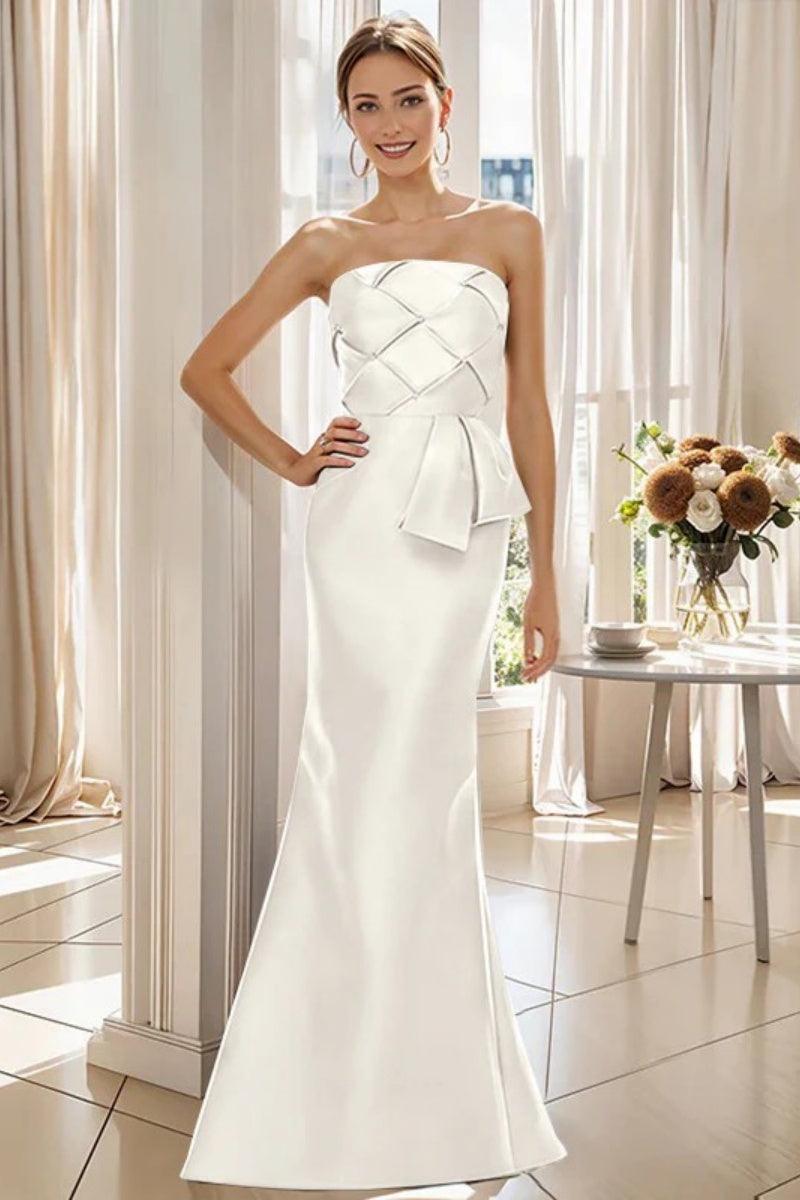 Mermaid Strapless Sleeveless Floor Length Mother Dresses CM0371 - COCOMELODY