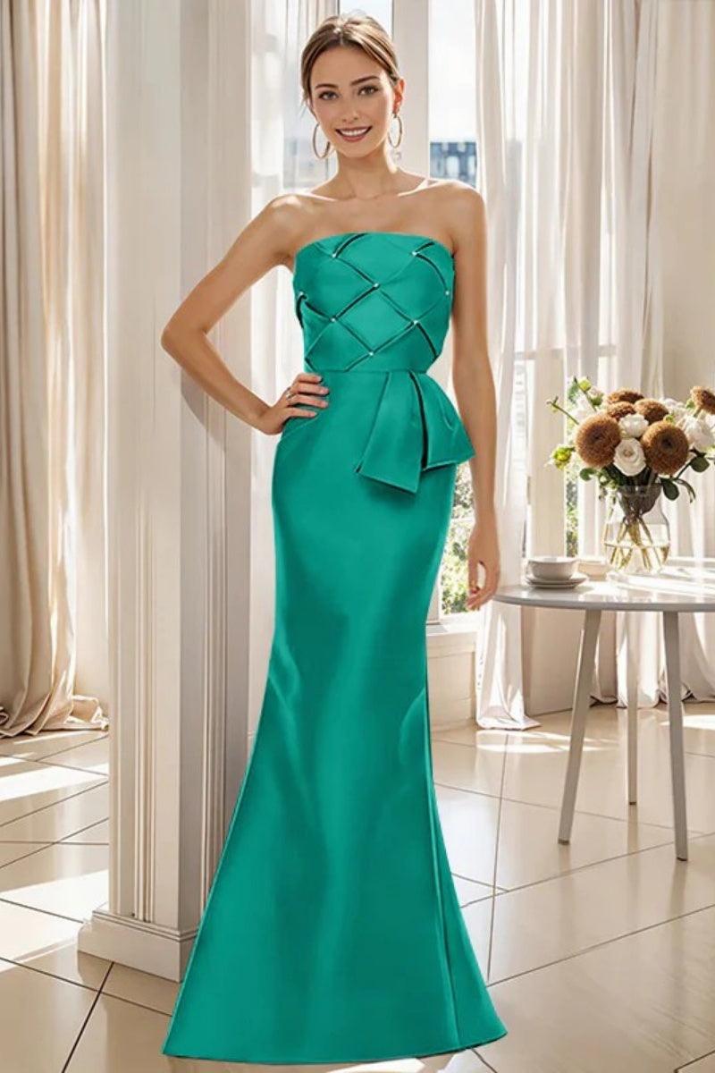 Mermaid Strapless Sleeveless Floor Length Mother Dresses CM0371 - COCOMELODY