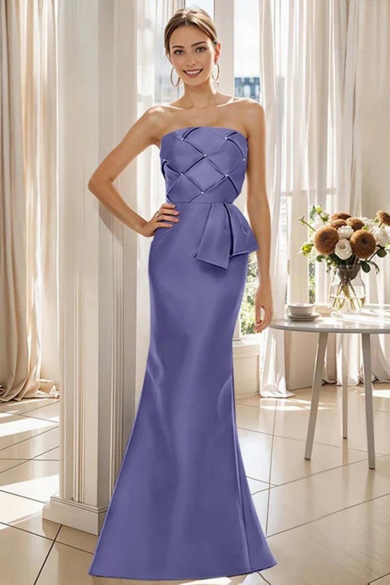 Mermaid Strapless Sleeveless Floor Length Mother Dresses CM0371 - COCOMELODY