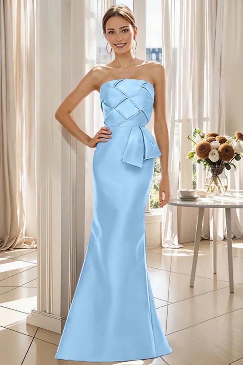 Mermaid Strapless Sleeveless Floor Length Mother Dresses CM0371 - COCOMELODY