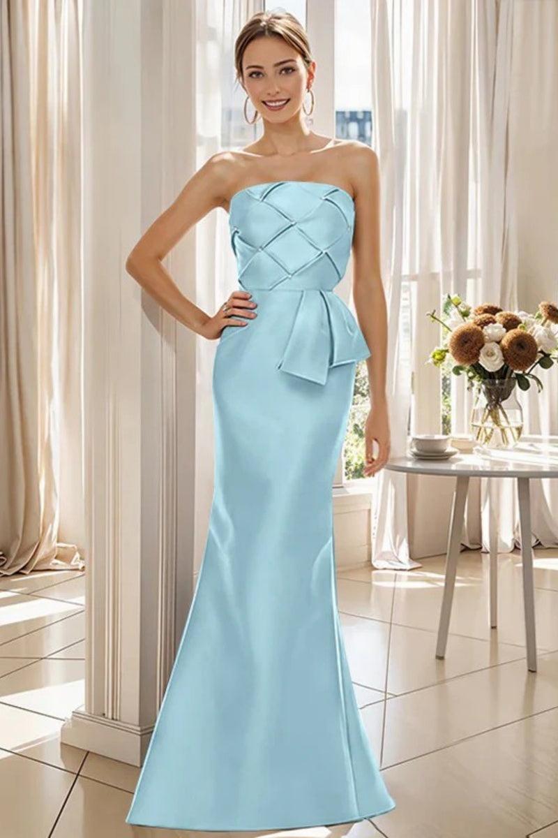 Mermaid Strapless Sleeveless Floor Length Mother Dresses CM0371 - COCOMELODY