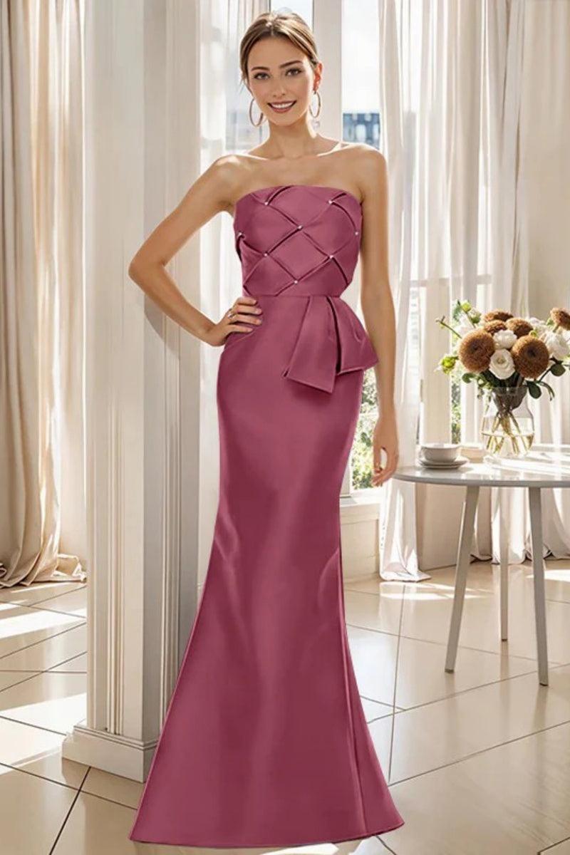 Mermaid Strapless Sleeveless Floor Length Mother Dresses CM0371 - COCOMELODY