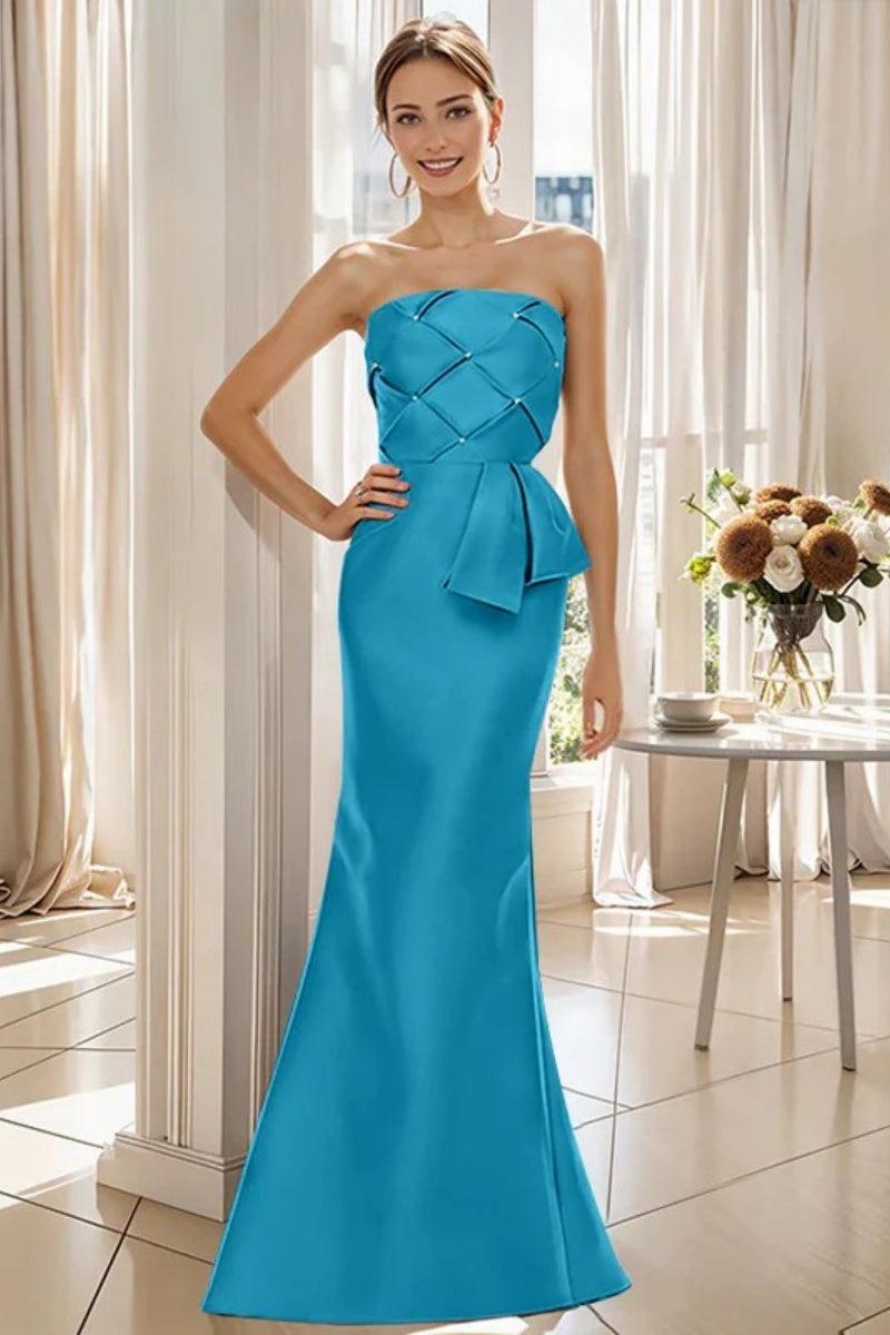 Mermaid Strapless Sleeveless Floor Length Mother Dresses CM0371 - COCOMELODY