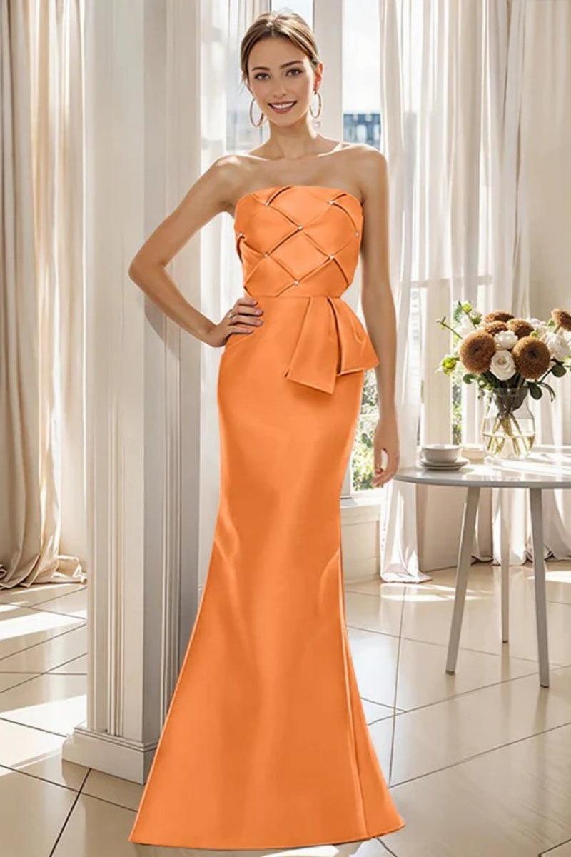 Mermaid Strapless Sleeveless Floor Length Mother Dresses CM0371 - COCOMELODY