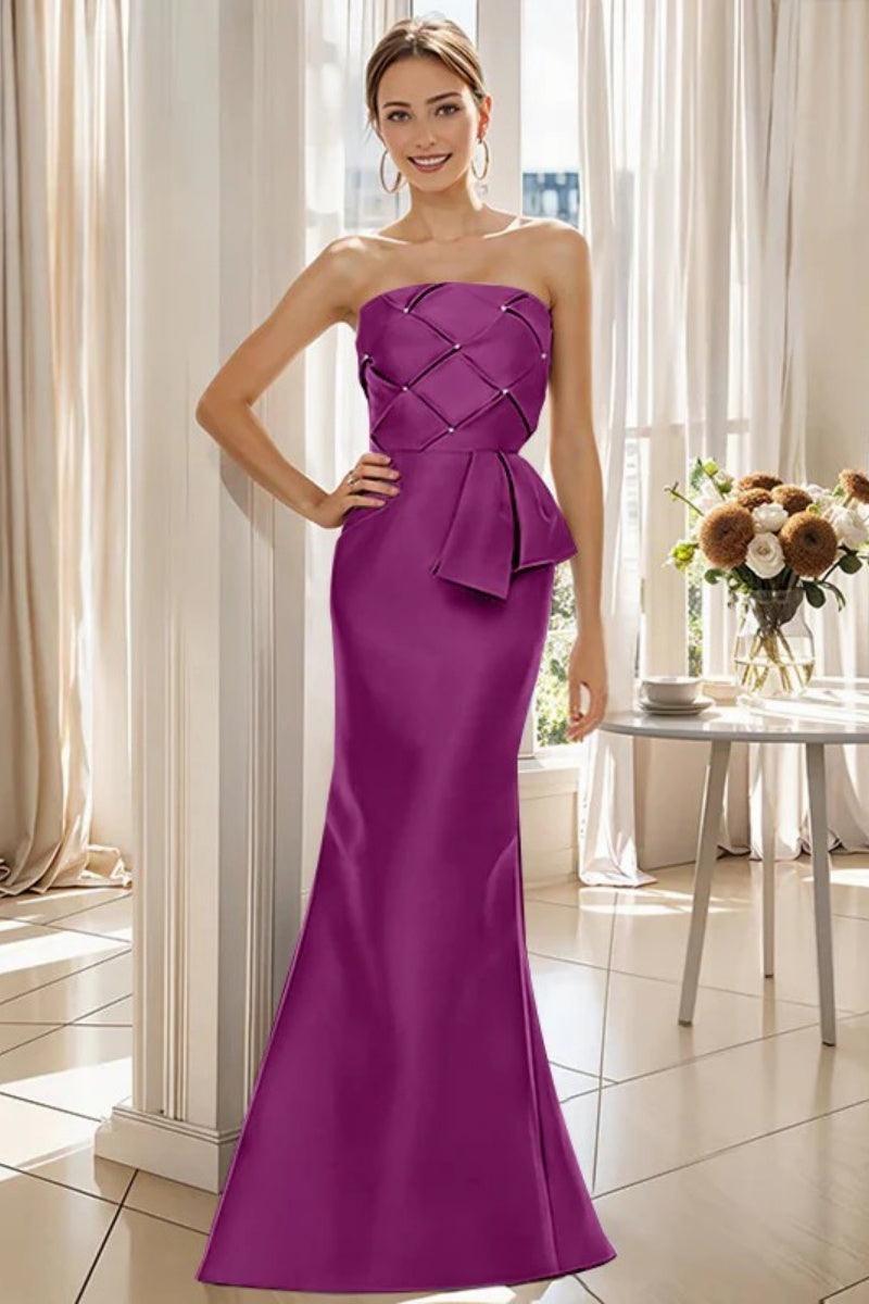 Mermaid Strapless Sleeveless Floor Length Mother Dresses CM0371 - COCOMELODY