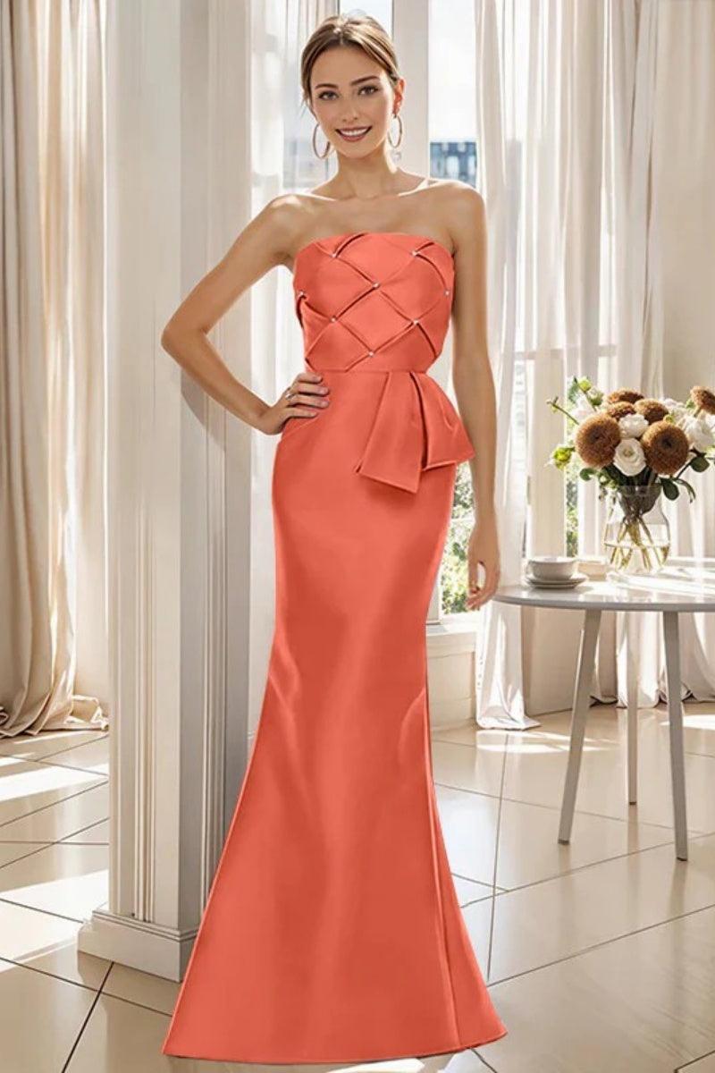 Mermaid Strapless Sleeveless Floor Length Mother Dresses CM0371 - COCOMELODY
