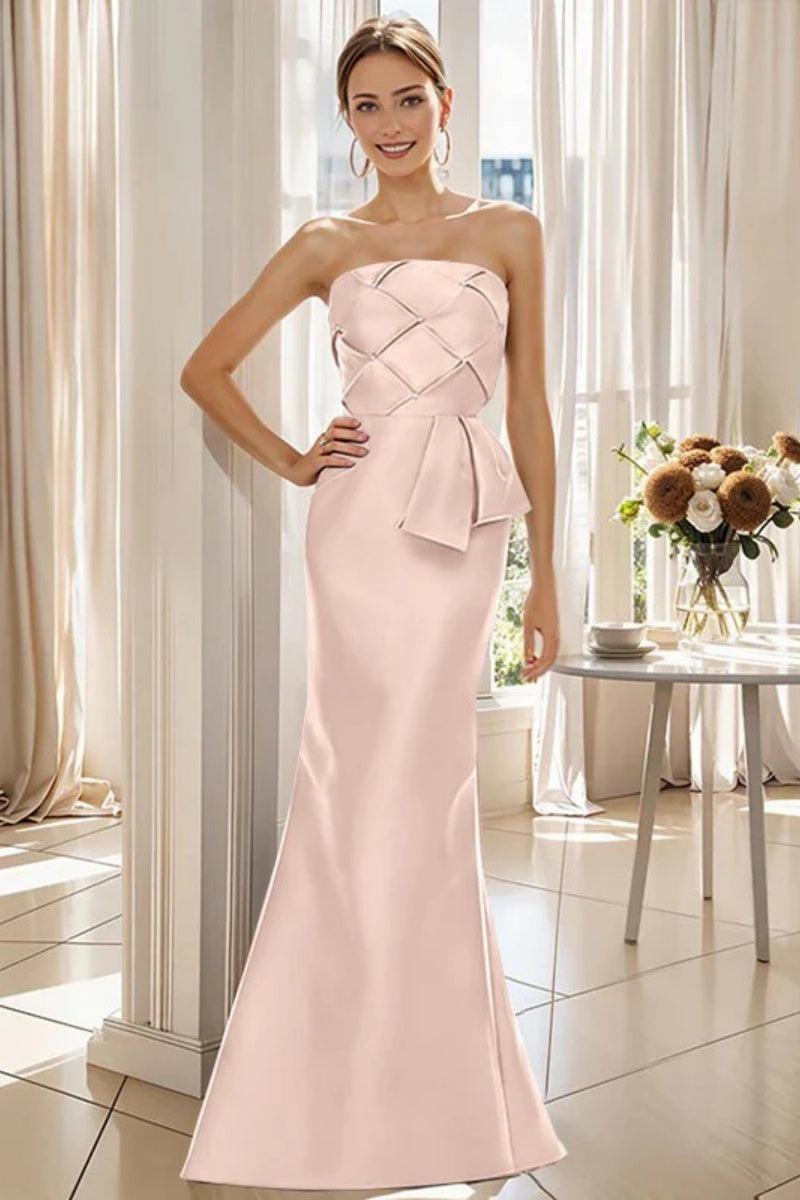Mermaid Strapless Sleeveless Floor Length Mother Dresses CM0371 - COCOMELODY