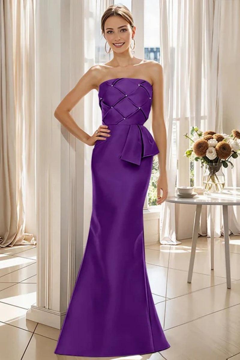 Mermaid Strapless Sleeveless Floor Length Mother Dresses CM0371 - COCOMELODY