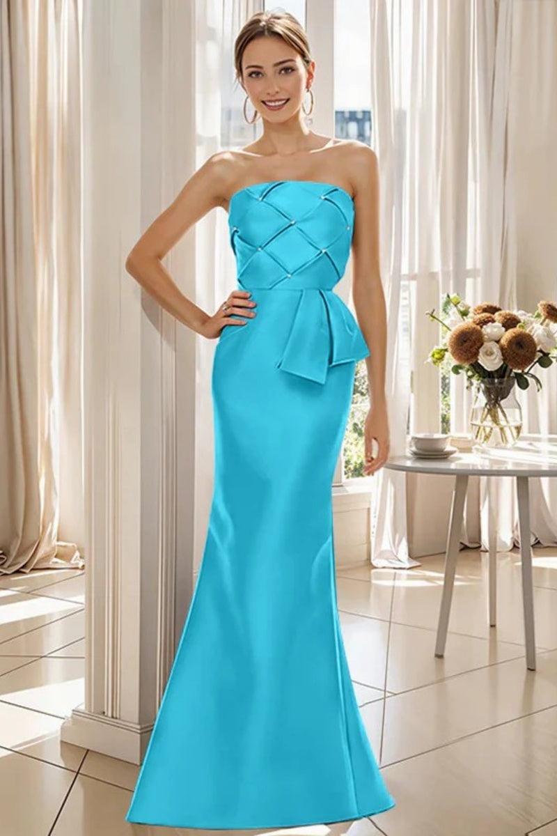 Mermaid Strapless Sleeveless Floor Length Mother Dresses CM0371 - COCOMELODY