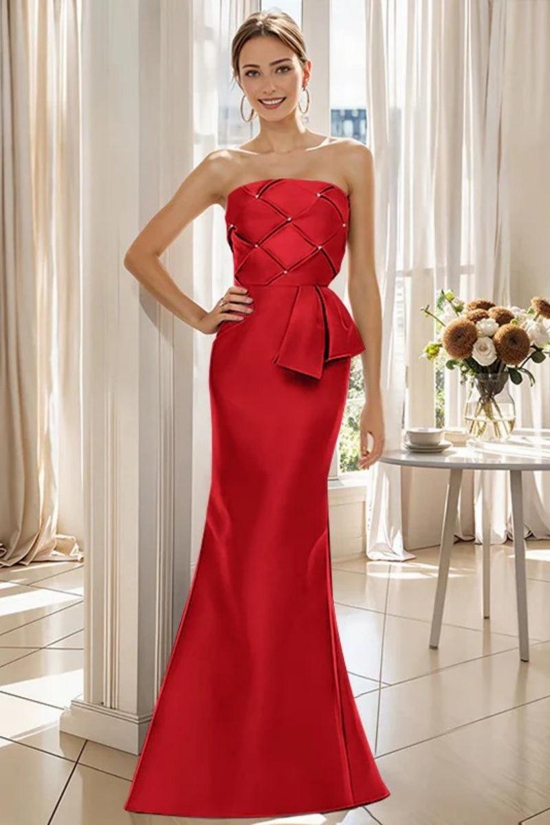 Mermaid Strapless Sleeveless Floor Length Mother Dresses CM0371 - COCOMELODY