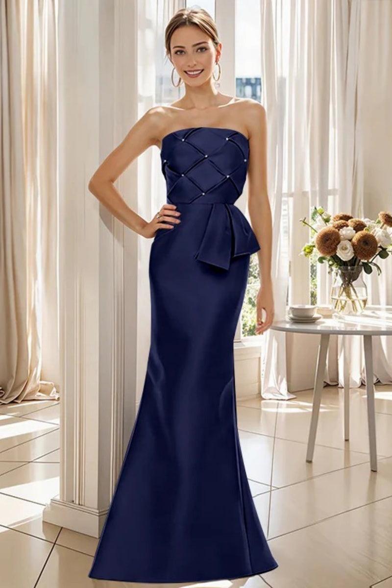 Mermaid Strapless Sleeveless Floor Length Mother Dresses CM0371 - COCOMELODY