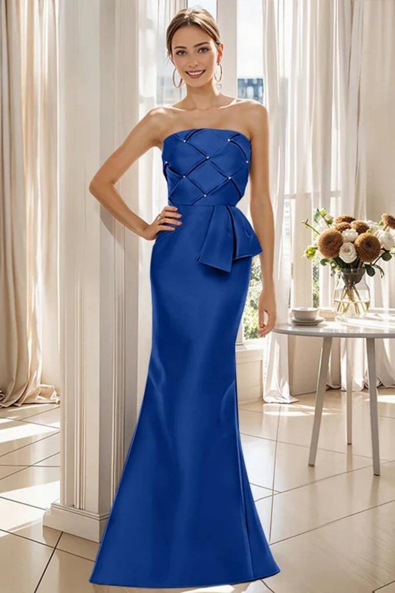 Mermaid Strapless Sleeveless Floor Length Mother Dresses CM0371 - COCOMELODY